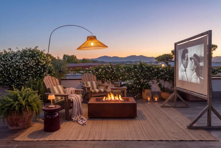 Cine al aire libre, junto al fuego.